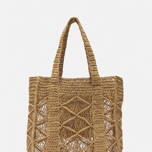 Brand new - Zara Tan Shoulder Bag with Intricate Woven Design